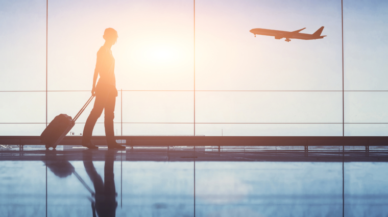 person with a luggage at the airport