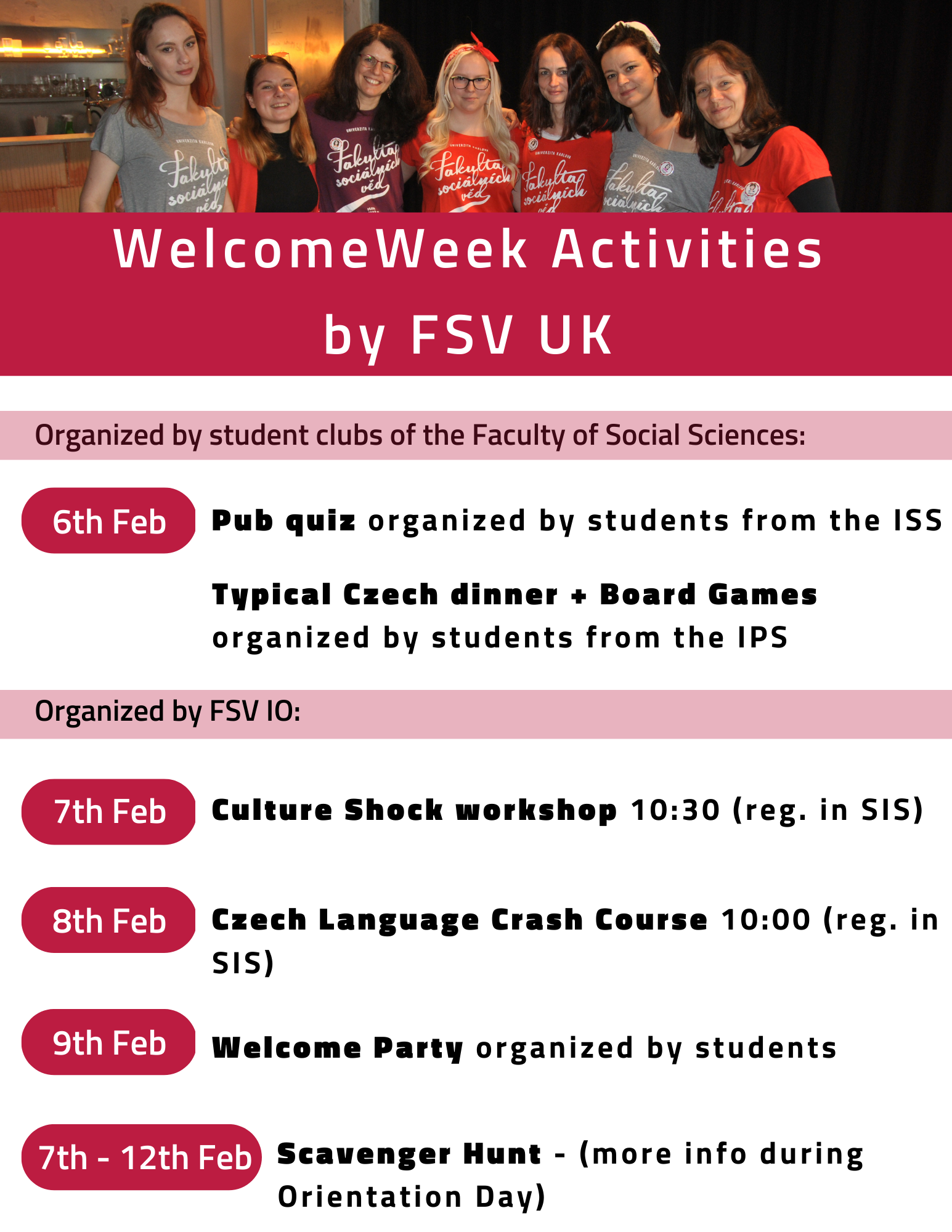 Welcome week activities by FSV UK 